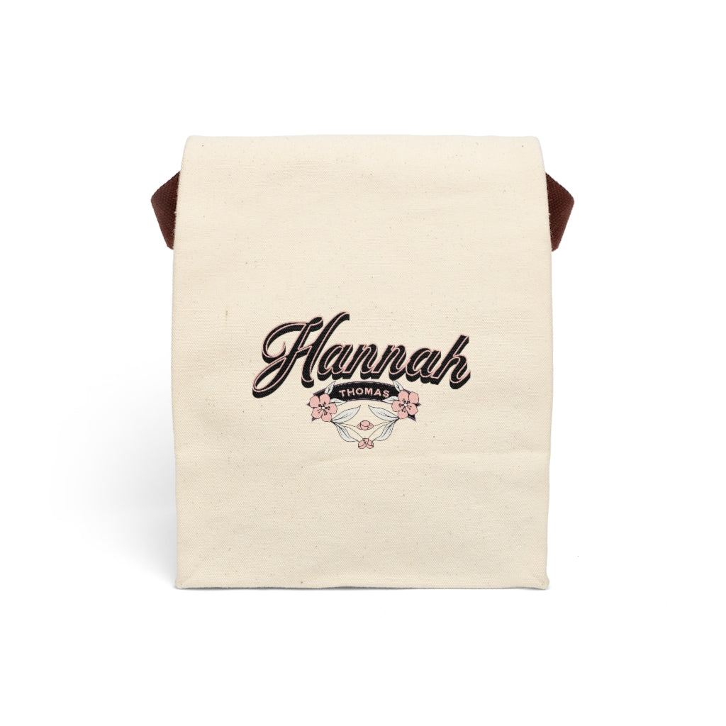 Simple Natural Personalized Canvas Lunch Bag With Strap