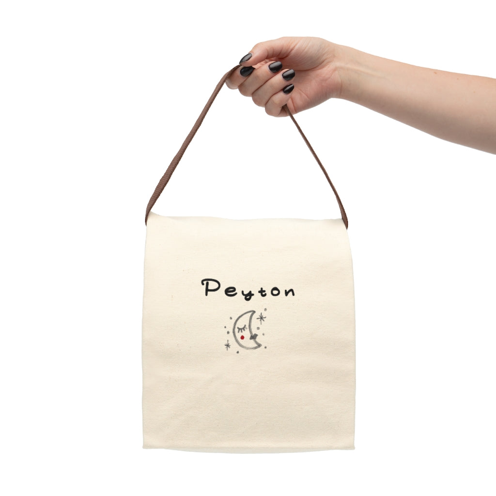 Simple All Natural Moon Personalized Canvas Lunch Bag