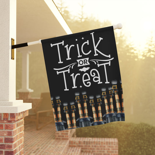 Trick or Treat with Witches Feet Halloween Outdoor House Flag