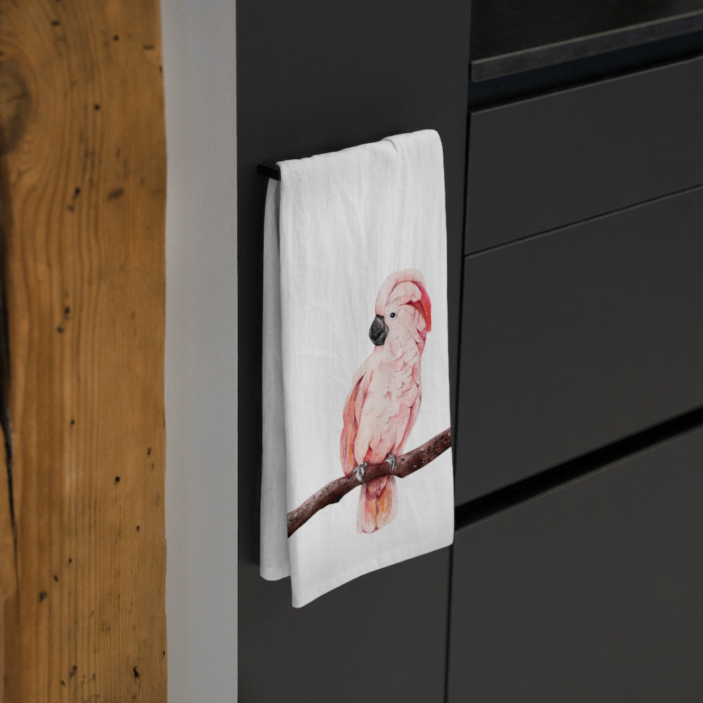 Tropical Pink Bird Tea Towel