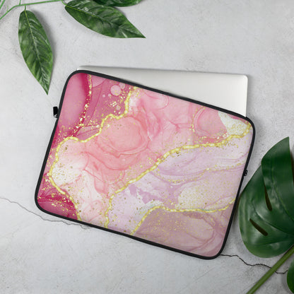 Pink Gold Marbled Laptop Sleeve Case