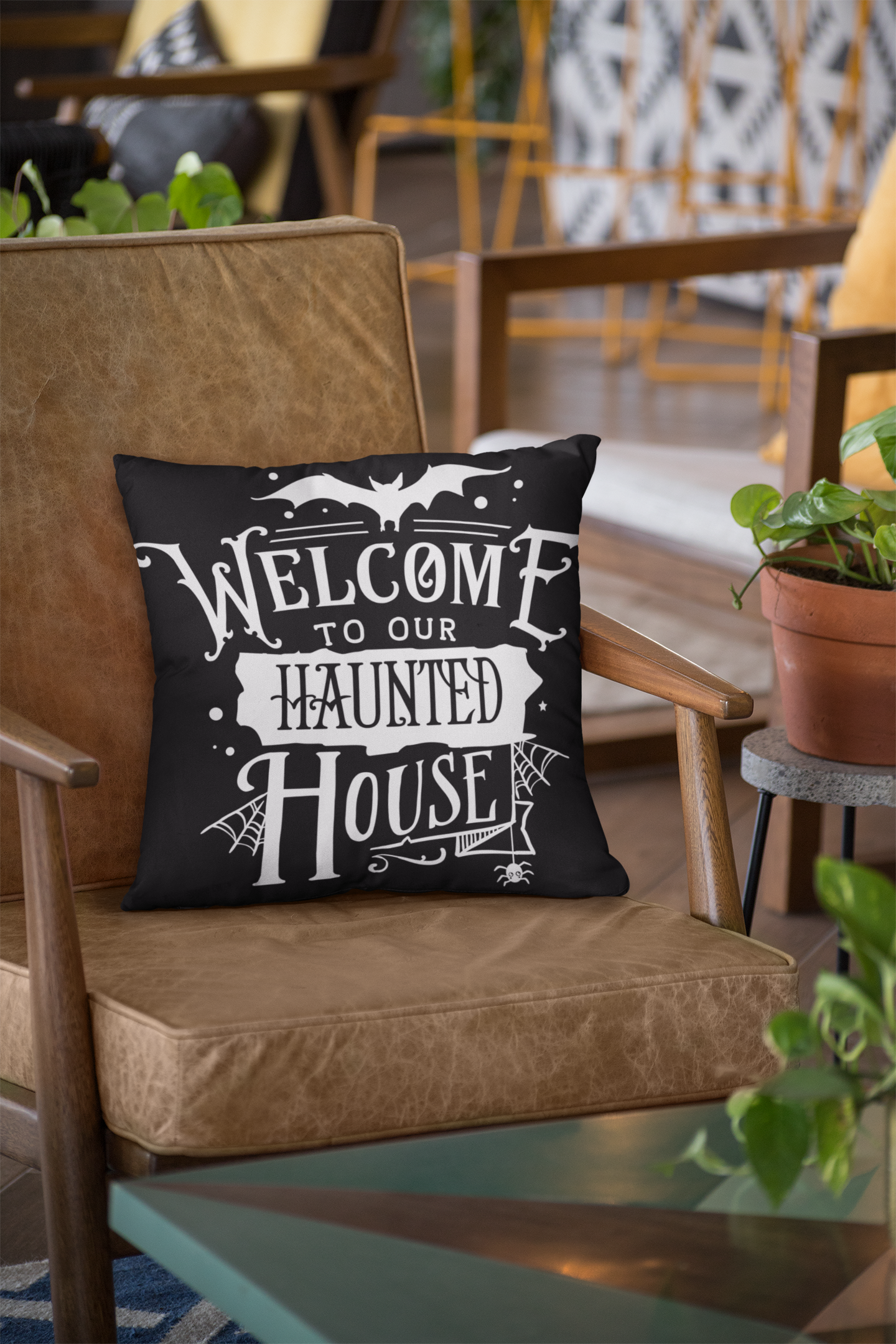 Welcome To Our Haunted House Halloween Pillow
