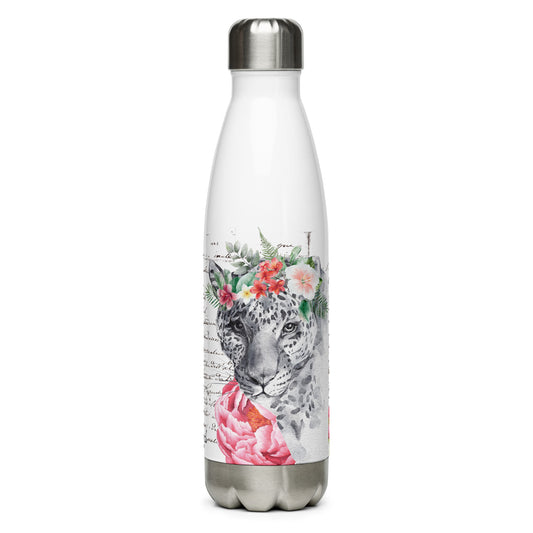 Watercolor Floral Tiger Stainless Steel Water Bottle
