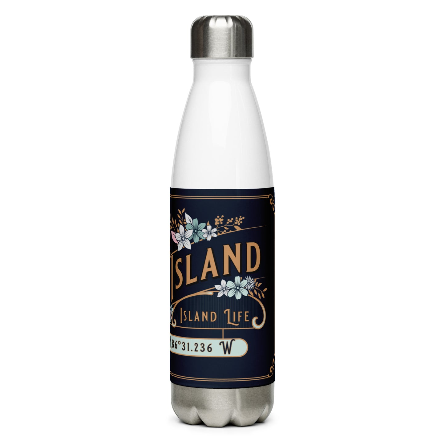 Destin FL Crab Island Dark Stainless Steel Water Bottle